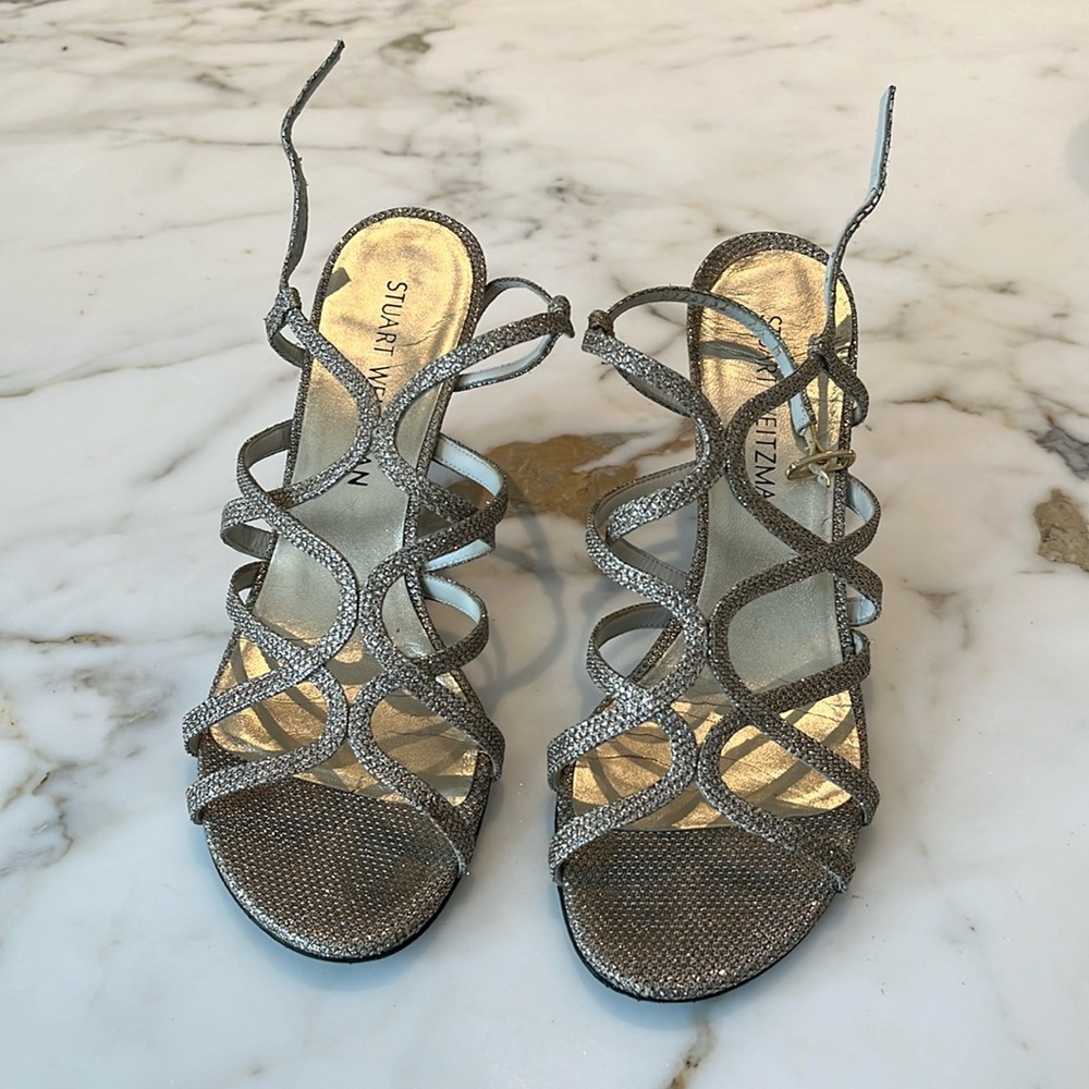 Stuart weitzman strappy glitter heeled sandal size 7.5